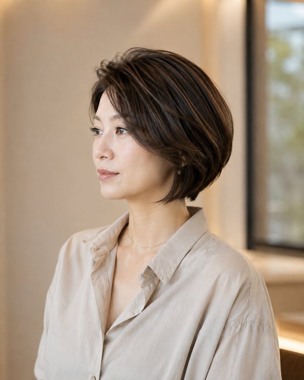 成熟女性自然層次短髮的風格示意